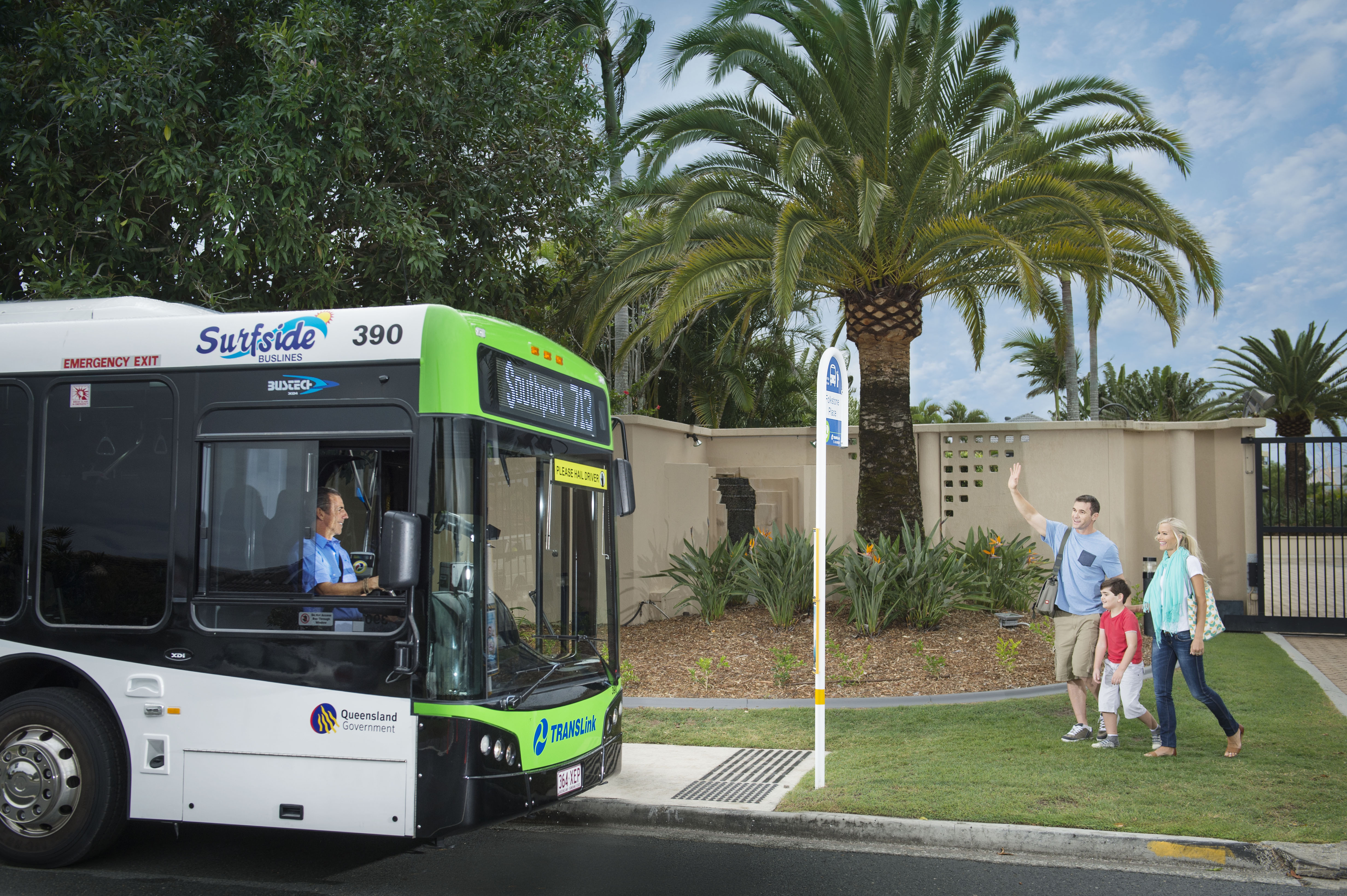 People using Translink Buses and Trams at the Gold Coast in Queensland