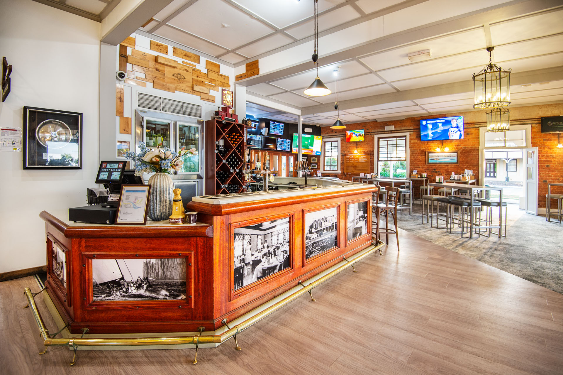 Photograph of interiors and the exterior of the Grand View Hotel in Bowen