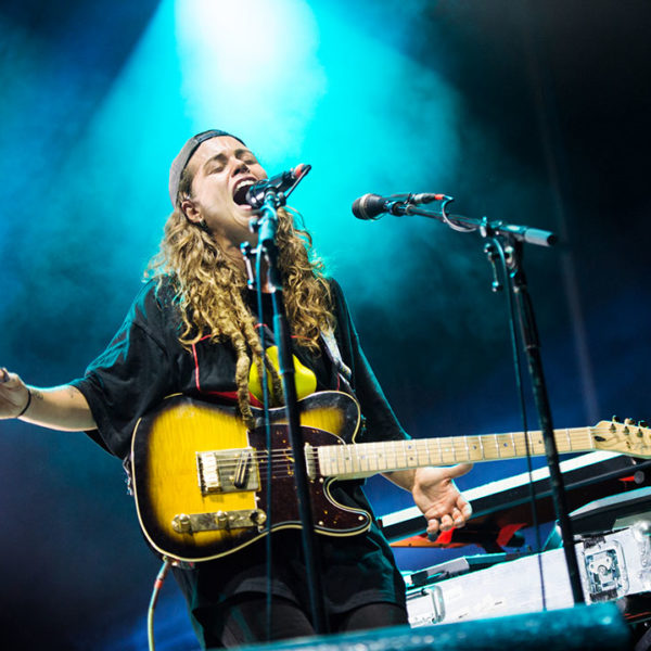 Tash Sultana performing at the Triple J's One Night Stand in Mount Isa